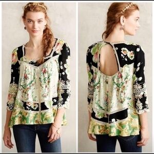 Vanessa Virginia Prateria Peasant Embroidered Top SZ 0 P
